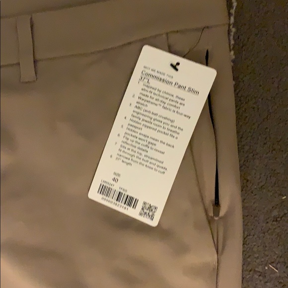 NWT Lululemon Commission Pants 40x37 - Picture 2 of 3